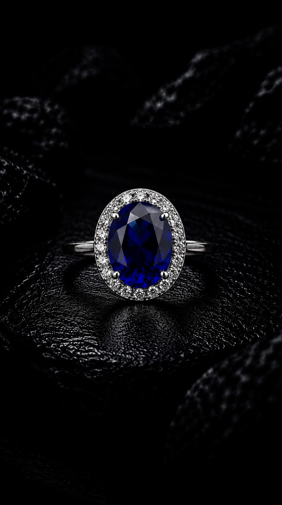 Royal Sapphire Halo Ring | 10.5ct Blue Sapphire & Diamond Halo