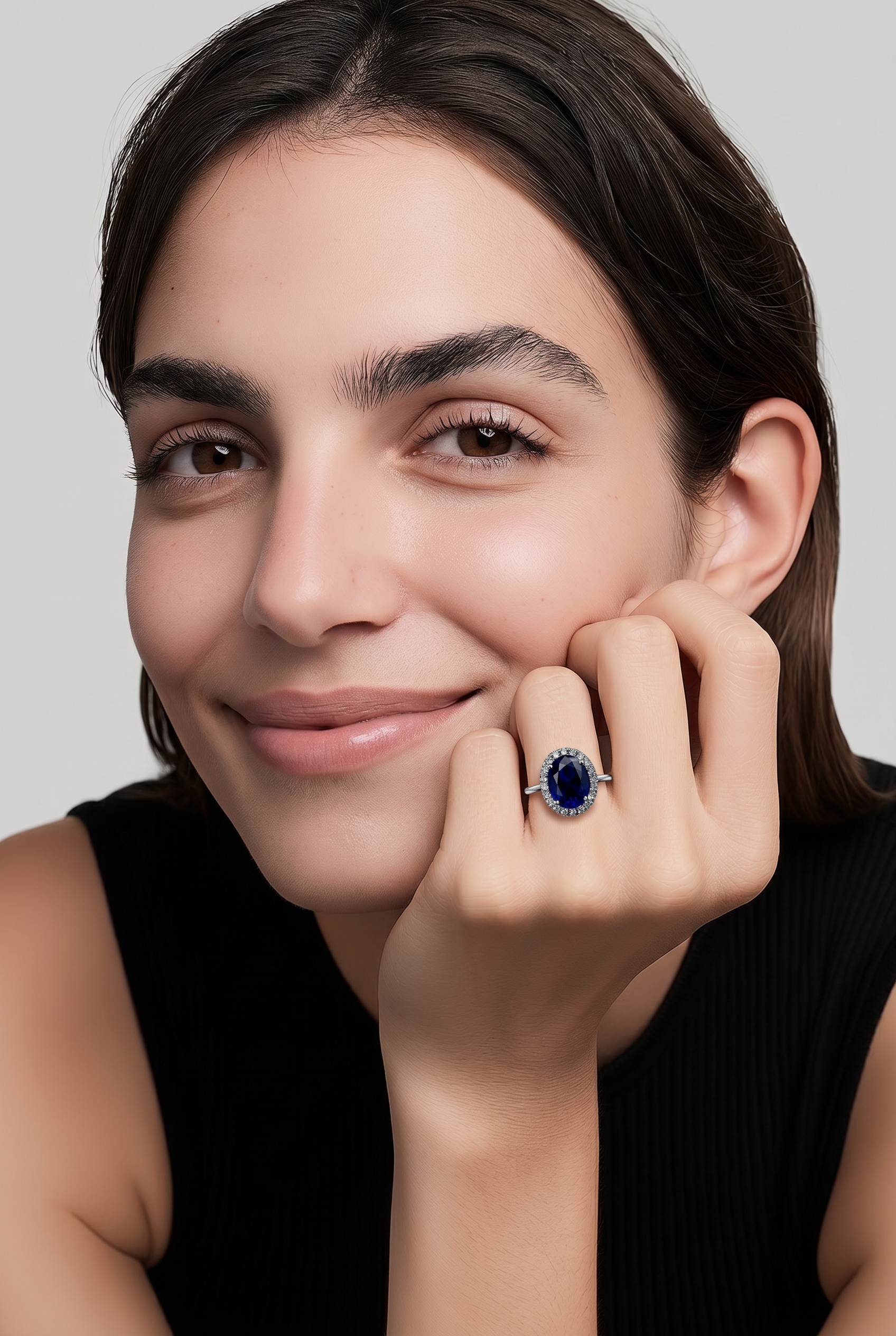 Royal Sapphire Halo Ring | 10.5ct Blue Sapphire & Diamond Halo