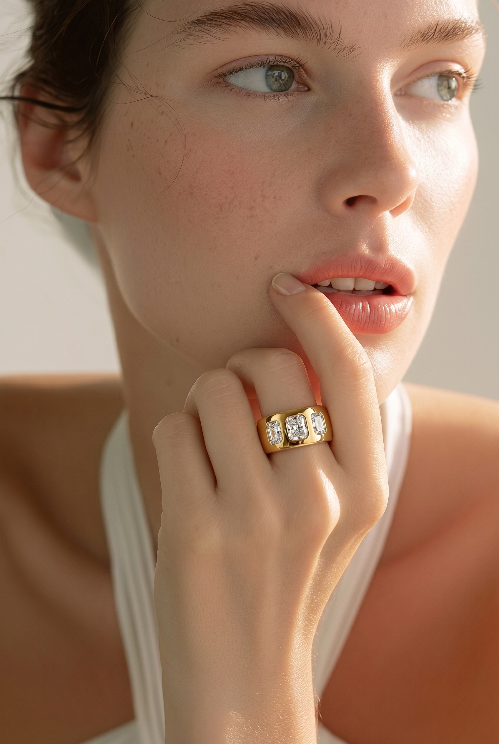 18K Gold Three-Stone Radiant Diamond Ring | 1.81 ct Total