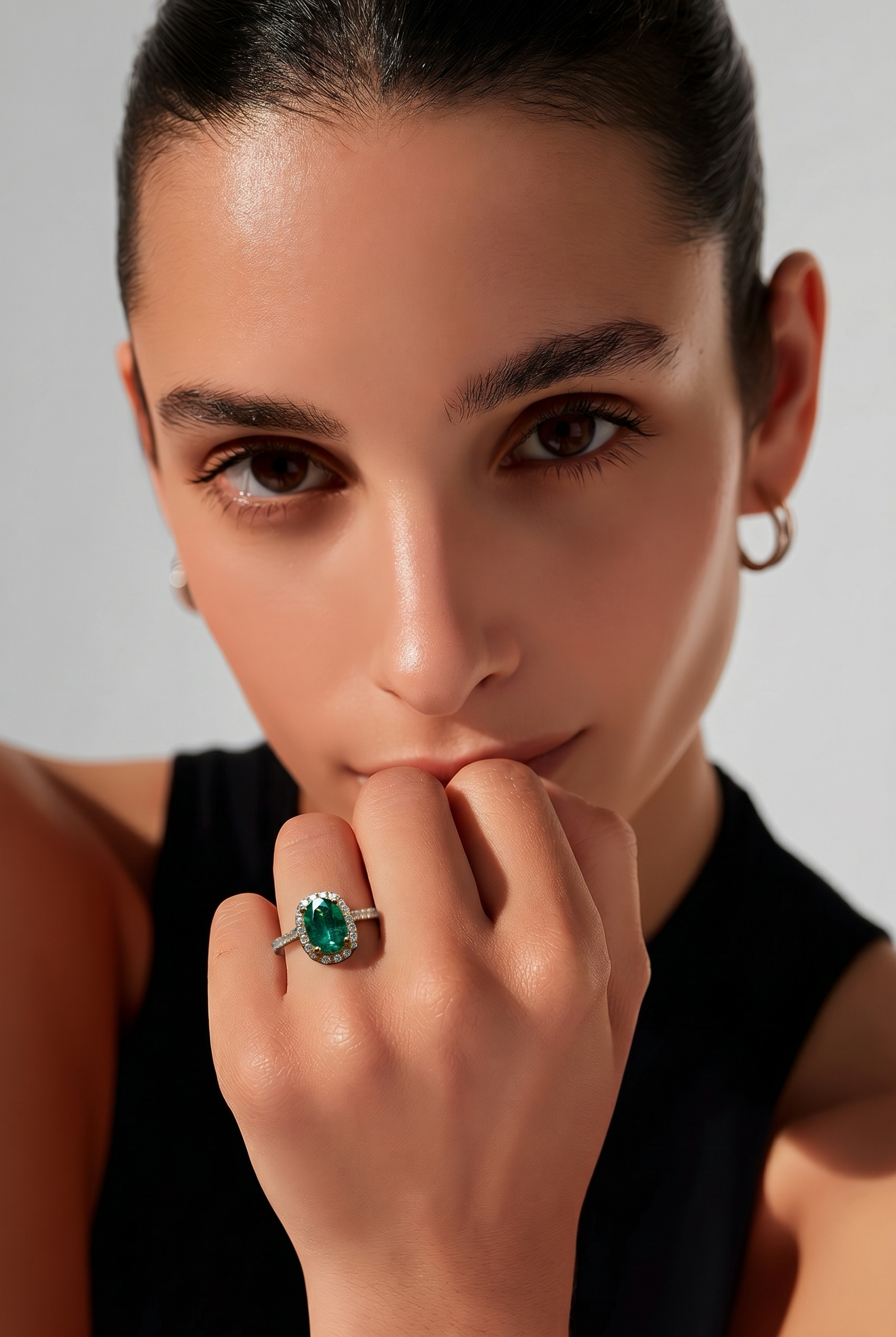Windsor Emerald Halo Ring