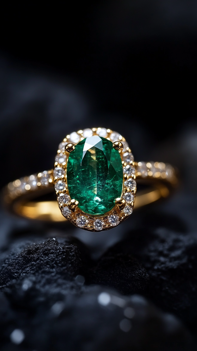 Windsor Emerald Halo Ring