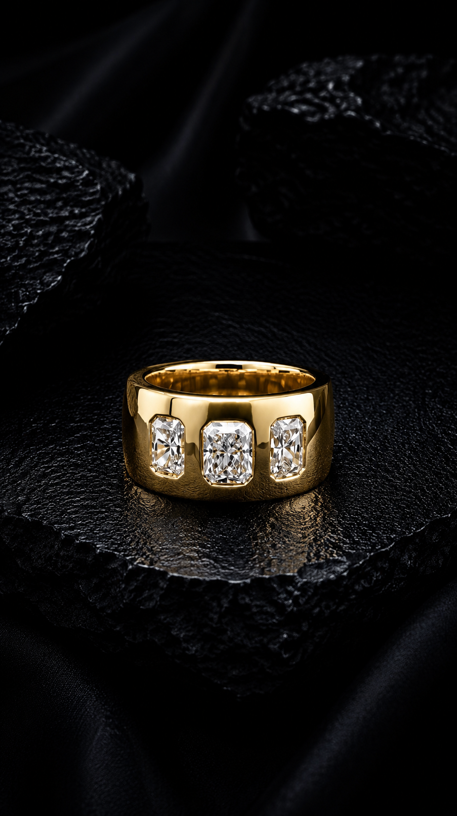18K Gold Three-Stone Radiant Diamond Ring | 1.81 ct Total