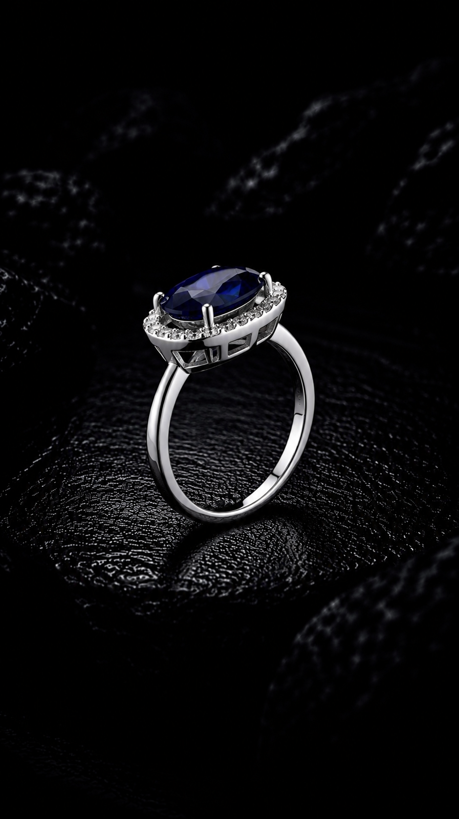 Royal Sapphire Halo Ring | 10.5ct Blue Sapphire & Diamond Halo