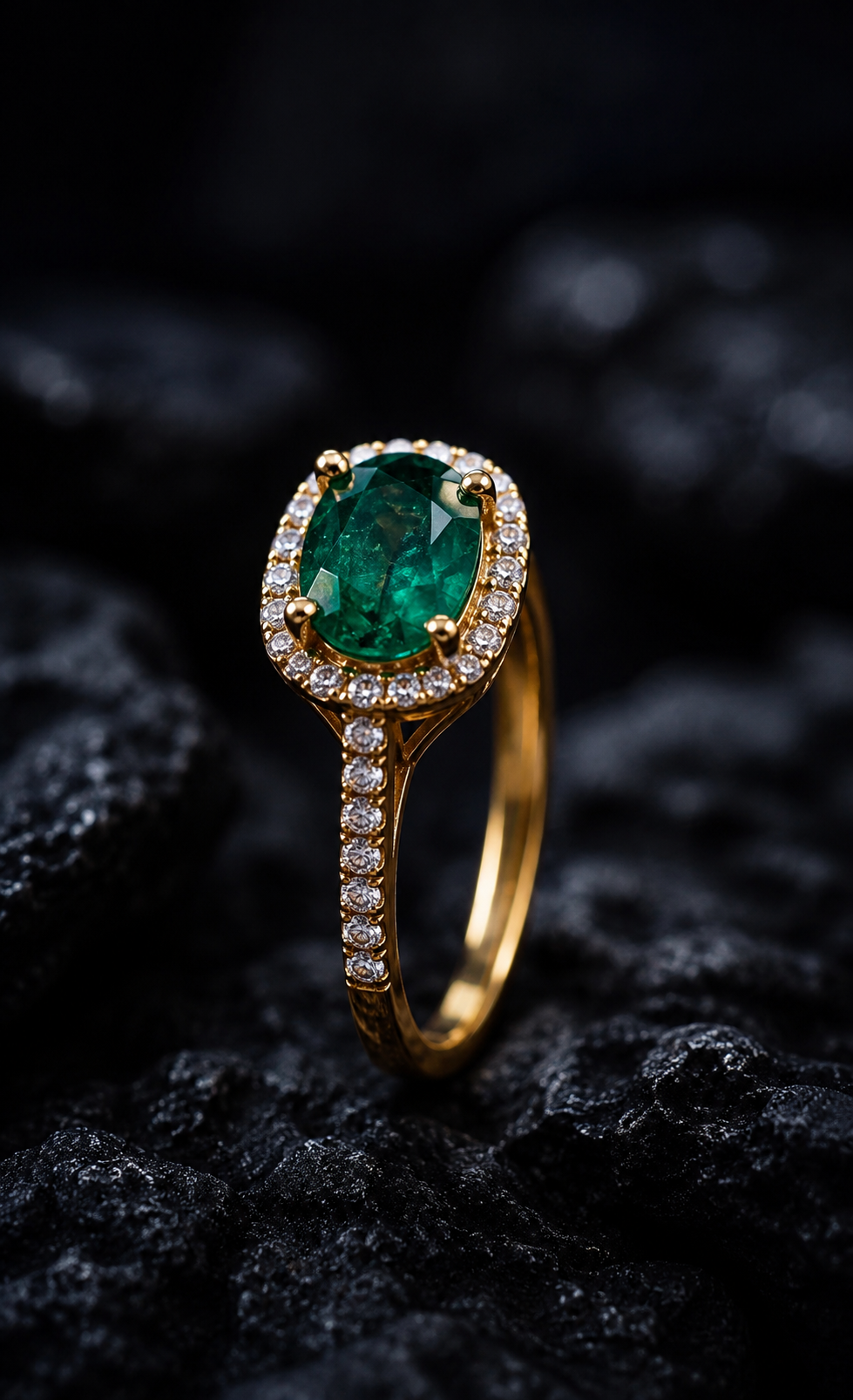 Windsor Emerald Halo Ring